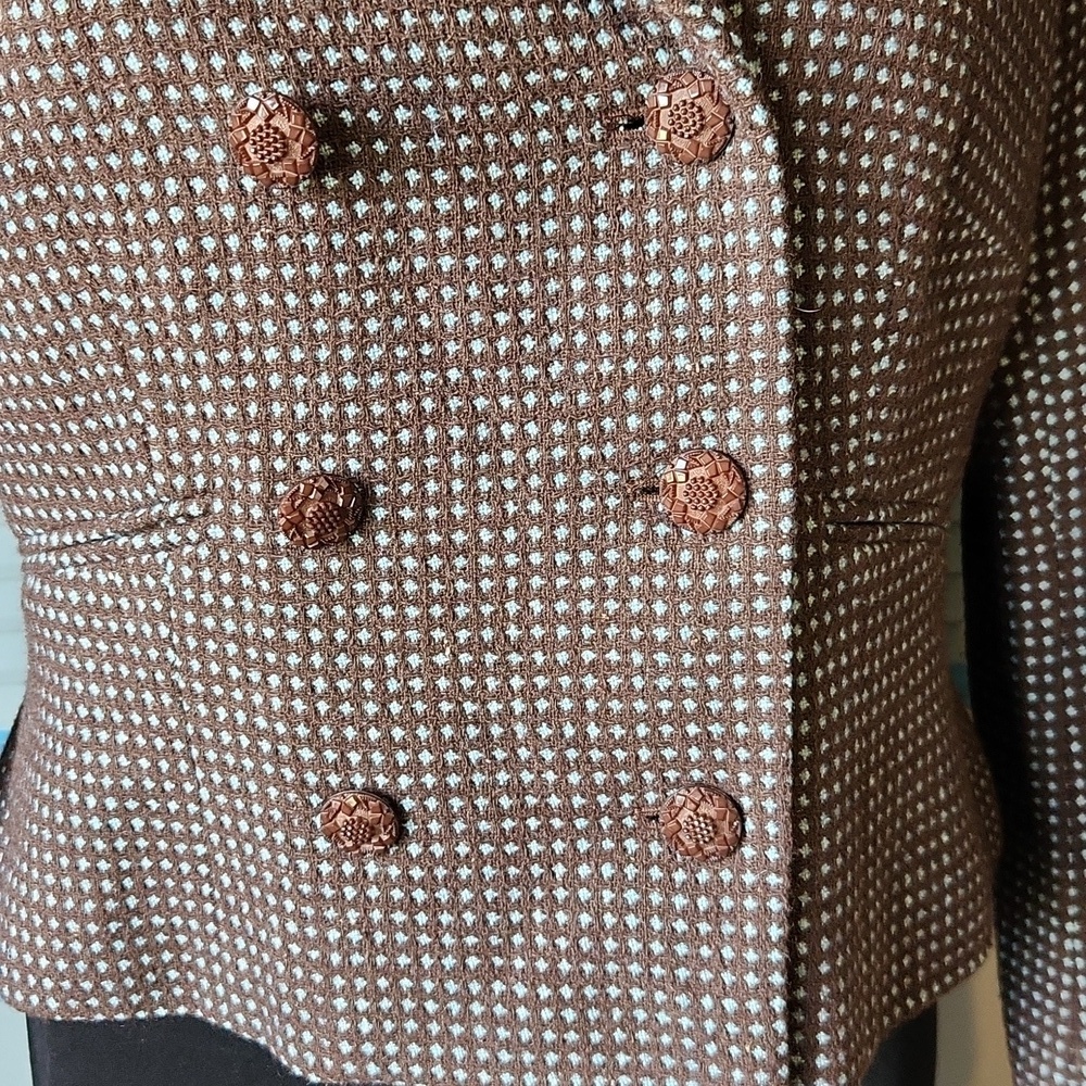 Vintage Liz Claiborne Brown Textured Double-Breasted Blazer - Picture 4 of 15